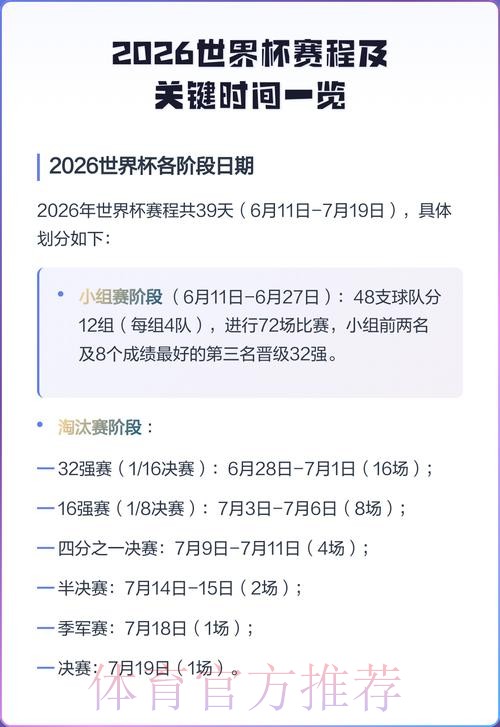 2026世界杯决赛比赛时间表 2026世界杯决赛比赛时间表